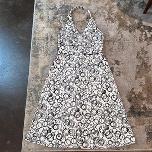 AB Studio Black & White Circle Print Halter Dress Size 6